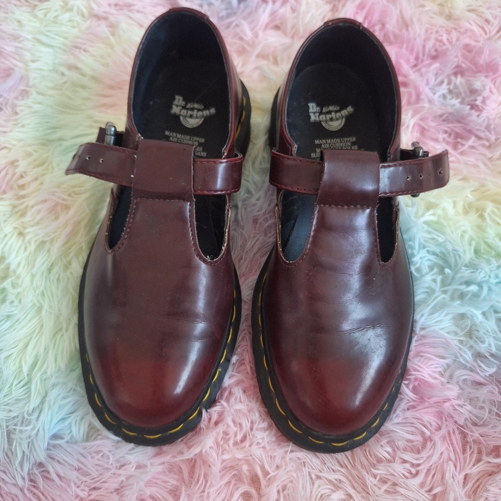 Dr. Martens VEGAN POLLEY MARY JANE CHERRY RED OXFORD